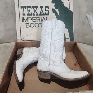 Vintage white leather cowboy boots womens 7.5